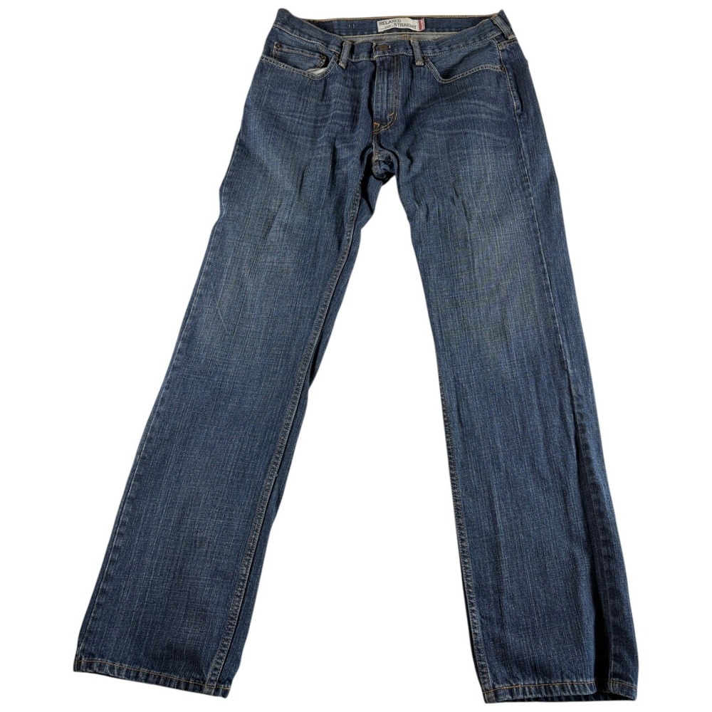 VTG Levi's 559 Relaxed Straight Fit Jeans Mens 34x34 Blue Whiskering Dark Wash